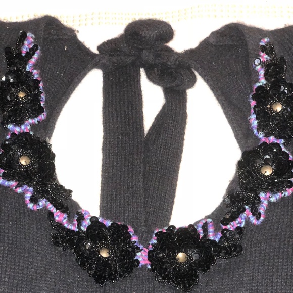 Free People Black Open Back Sequined Top - Picture 4 of 8